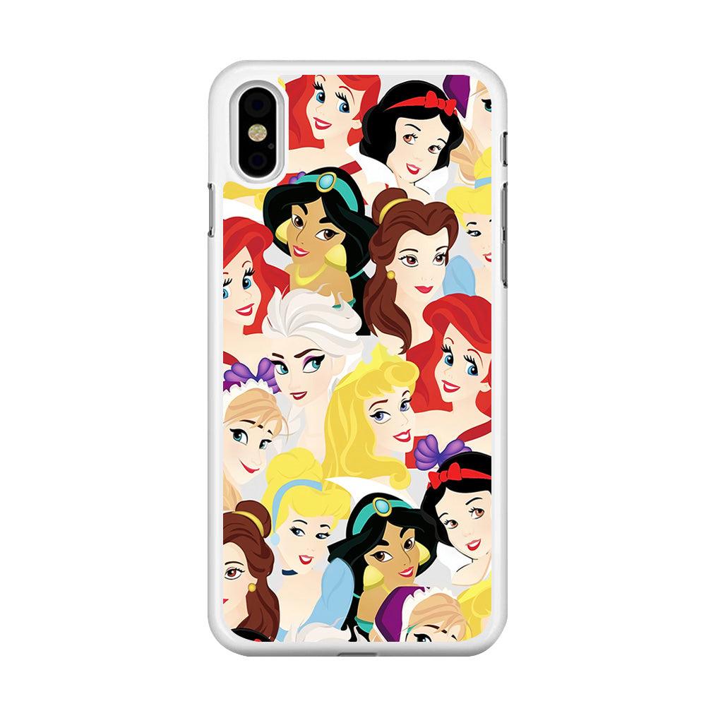 Disney Princess Collage iPhone X Case-Rubber / White (2D Case)-Xtracase
