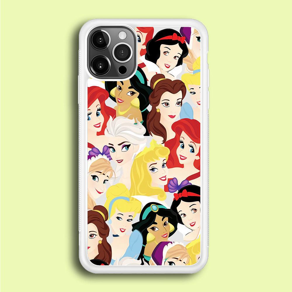 Disney Princess Collage iPhone 12 Pro Max Case-Rubber / White (2D Case)-Xtracase
