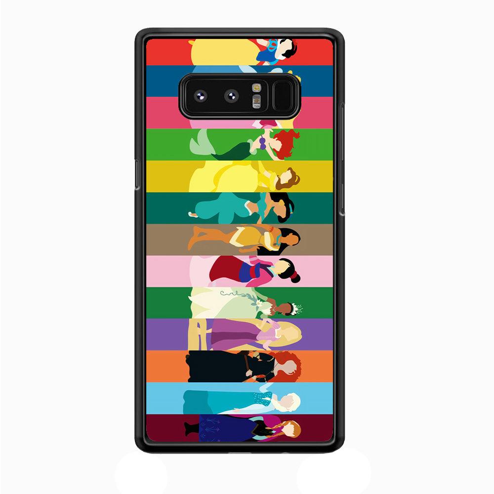 Disney Princess Colorful Samsung Galaxy Note 8 Case-Rubber / Black (2D Case)-Xtracase