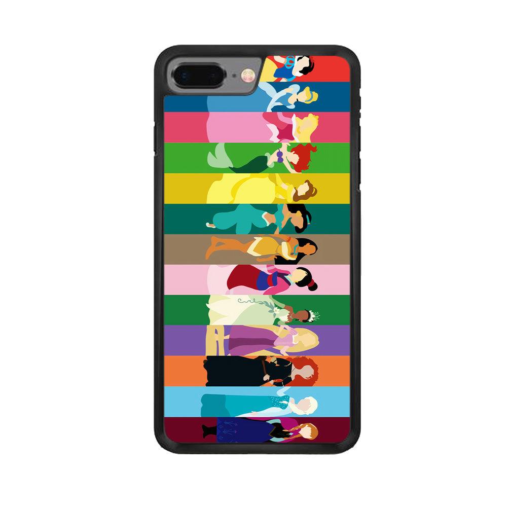 Disney Princess Colorful iPhone 7 Plus Case-Rubber / Black (2D Case)-Xtracase