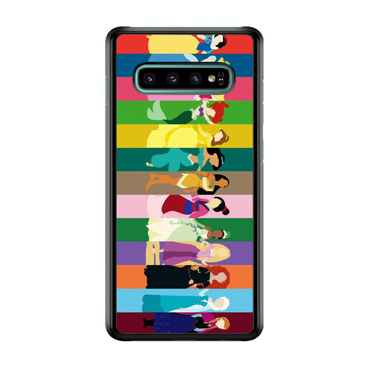 Disney Princess Colorful Samsung Galaxy S10 Plus Case-Rubber / Black (2D Case)-Xtracase