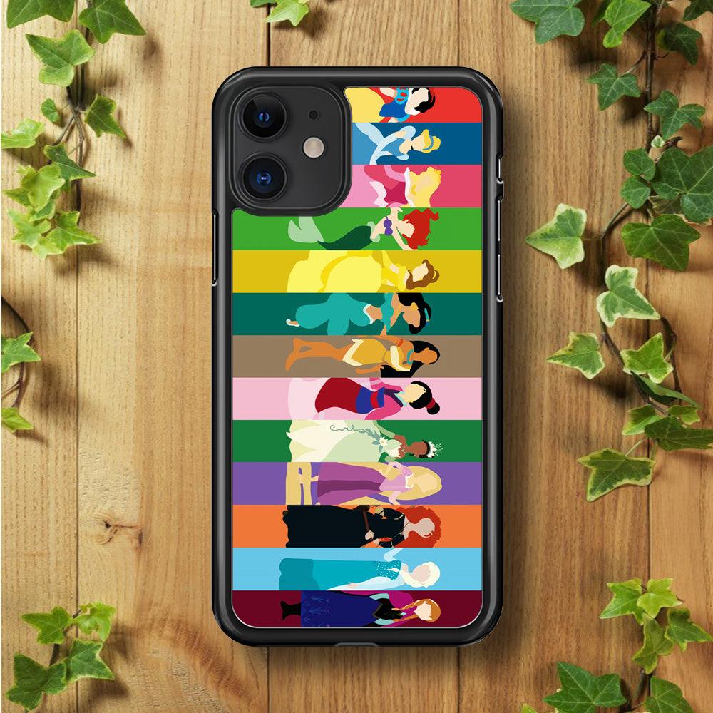 Disney Princess Colorful iPhone 11 Case-Rubber / Black (2D Case)-Xtracase