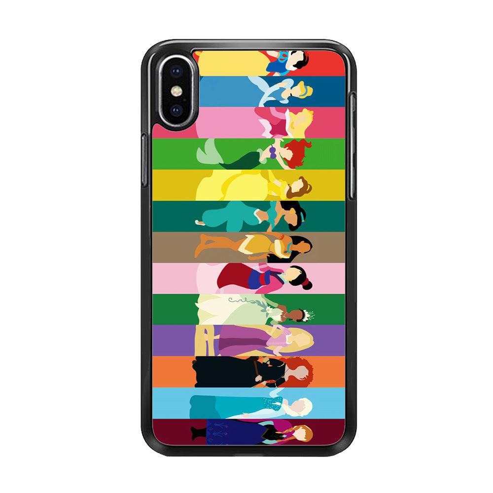 Disney Princess Colorful iPhone X Case-Rubber / Black (2D Case)-Xtracase