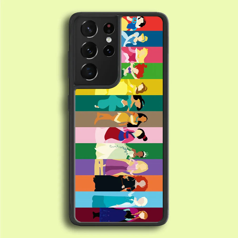Disney Princess Colorful Samsung Galaxy S21 Ultra Case-Rubber / Black (2D Case)-Xtracase