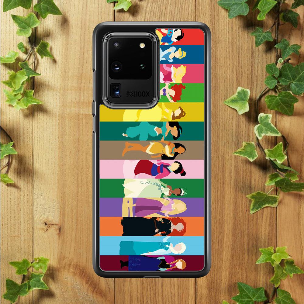 Disney Princess Colorful Samsung Galaxy S20 Ultra Case-Rubber / Black (2D Case)-Xtracase