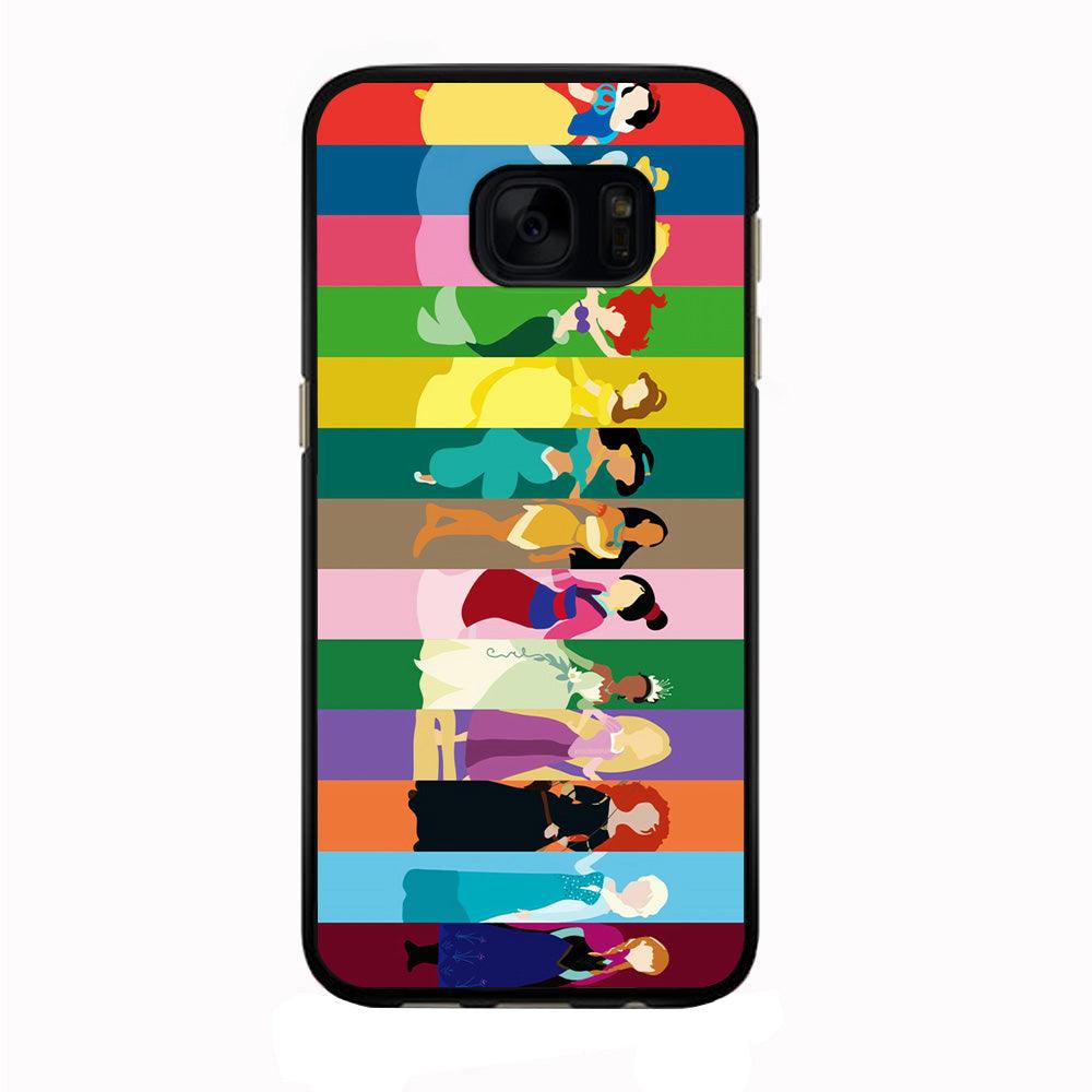 Disney Princess Colorful Samsung Galaxy S7 Edge Case-Rubber / Black (2D Case)-Xtracase