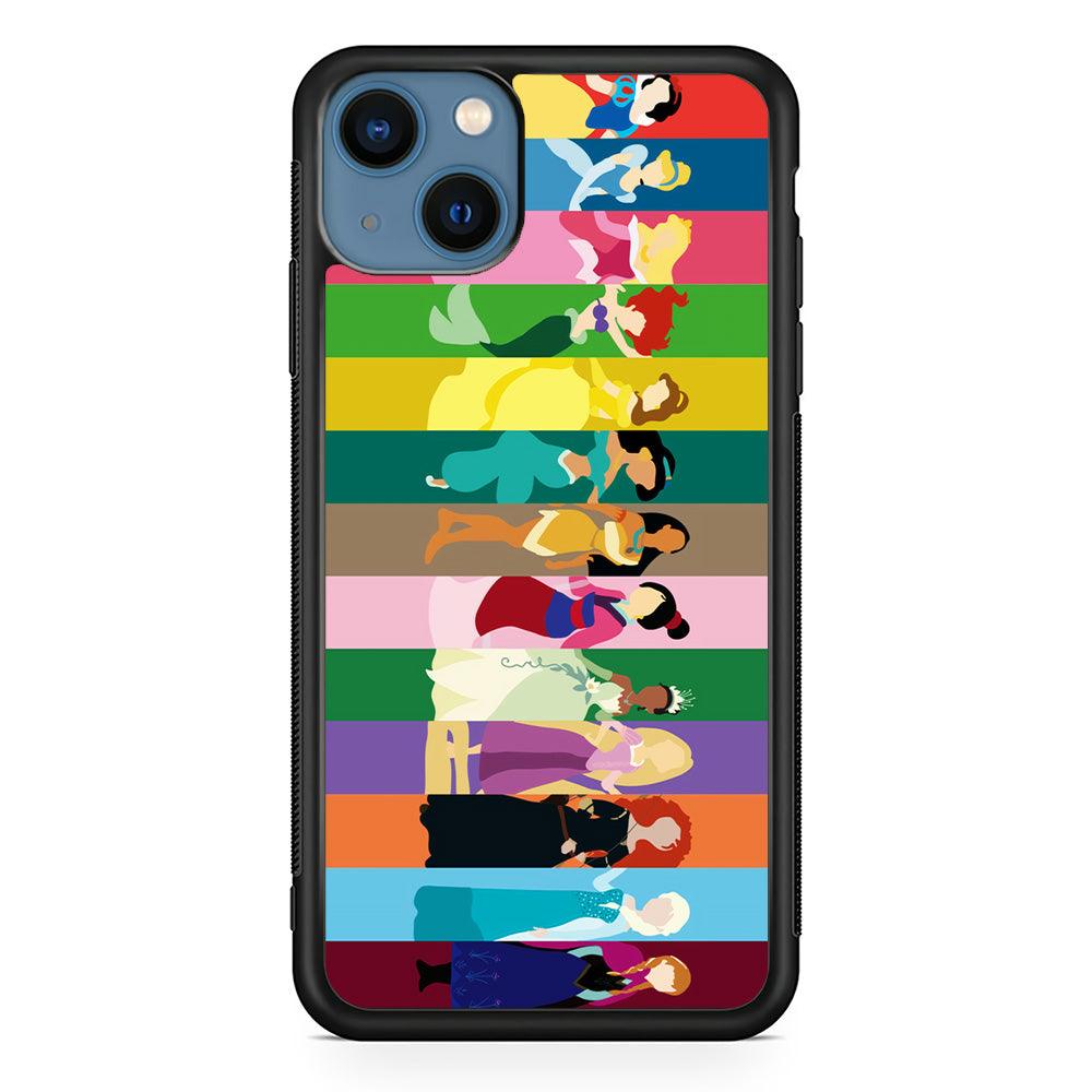 Disney Princess Colorful iPhone 13 Pro Case-Rubber / Black (2D Case)-Xtracase