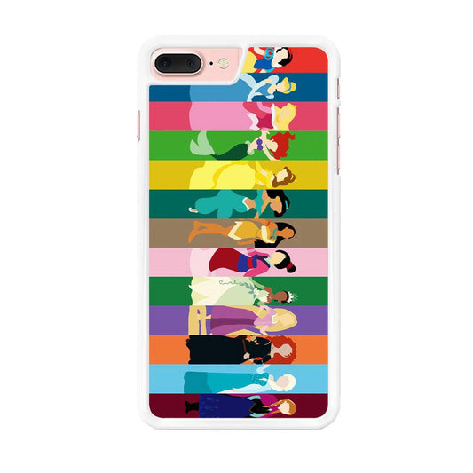 Disney Princess Colorful iPhone 8 Plus Case-Rubber / White (2D Case)-Xtracase