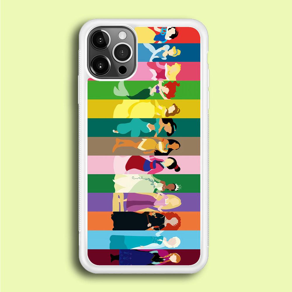 Disney Princess Colorful iPhone 12 Pro Case-Rubber / White (2D Case)-Xtracase