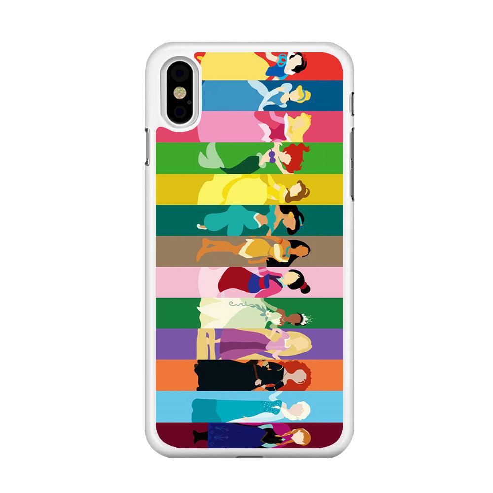 Disney Princess Colorful iPhone X Case-Rubber / White (2D Case)-Xtracase