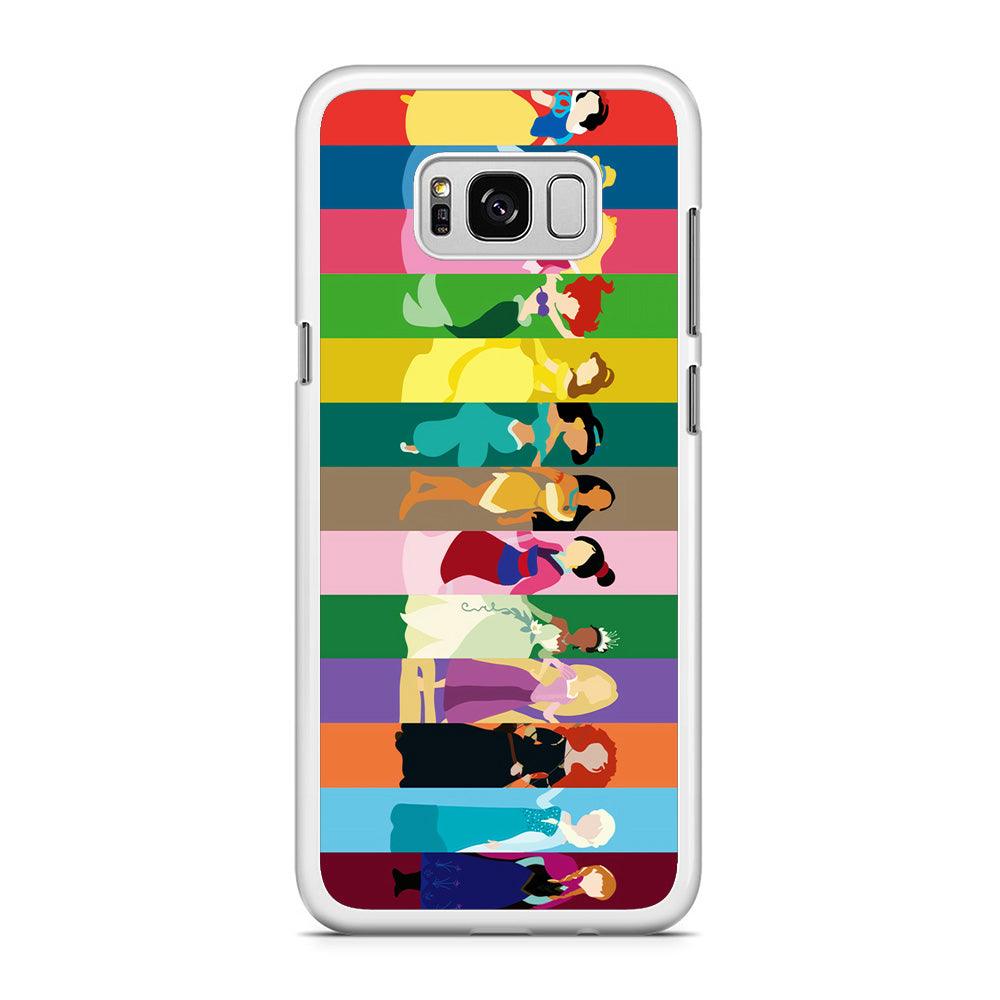 Disney Princess Colorful Samsung Galaxy S8 Case-Rubber / White (2D Case)-Xtracase