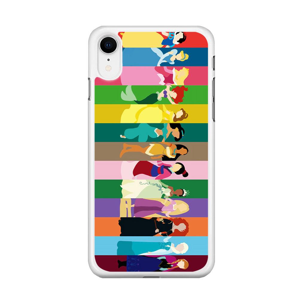 Disney Princess Colorful iPhone XR Case-Rubber / White (2D Case)-Xtracase