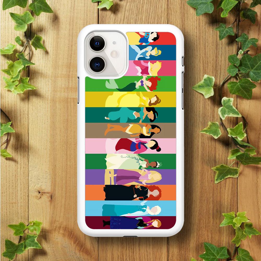 Disney Princess Colorful iPhone 11 Case-Rubber / White (2D Case)-Xtracase