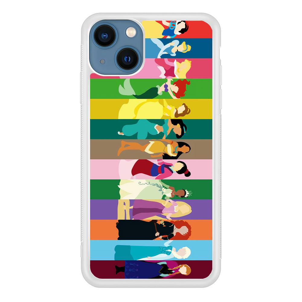 Disney Princess Colorful iPhone 13 Pro Case-Rubber / White (2D Case)-Xtracase