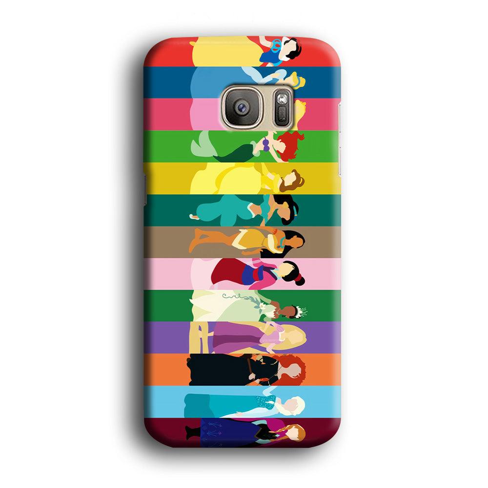 Disney Princess Colorful Samsung Galaxy S7 Edge Case-Plastic / Full Wrap (3D Case)-Xtracase