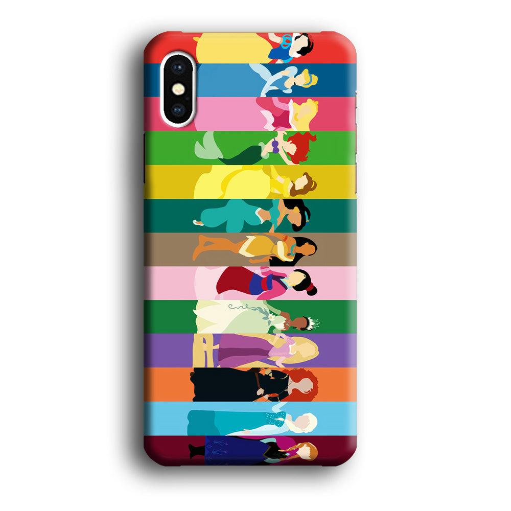 Disney Princess Colorful iPhone Xs Max Case-Plastic / Full Wrap (3D Case)-Xtracase