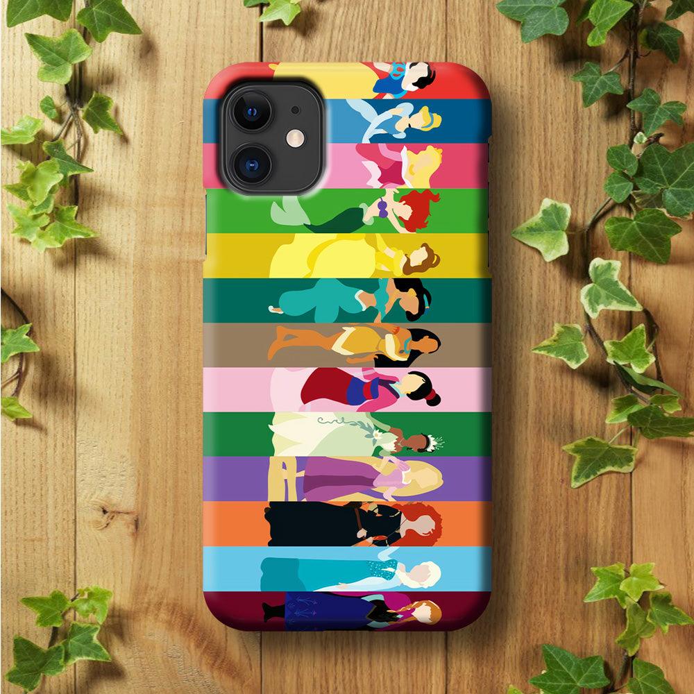 Disney Princess Colorful iPhone 11 Case-Plastic / Full Wrap (3D Case)-Xtracase