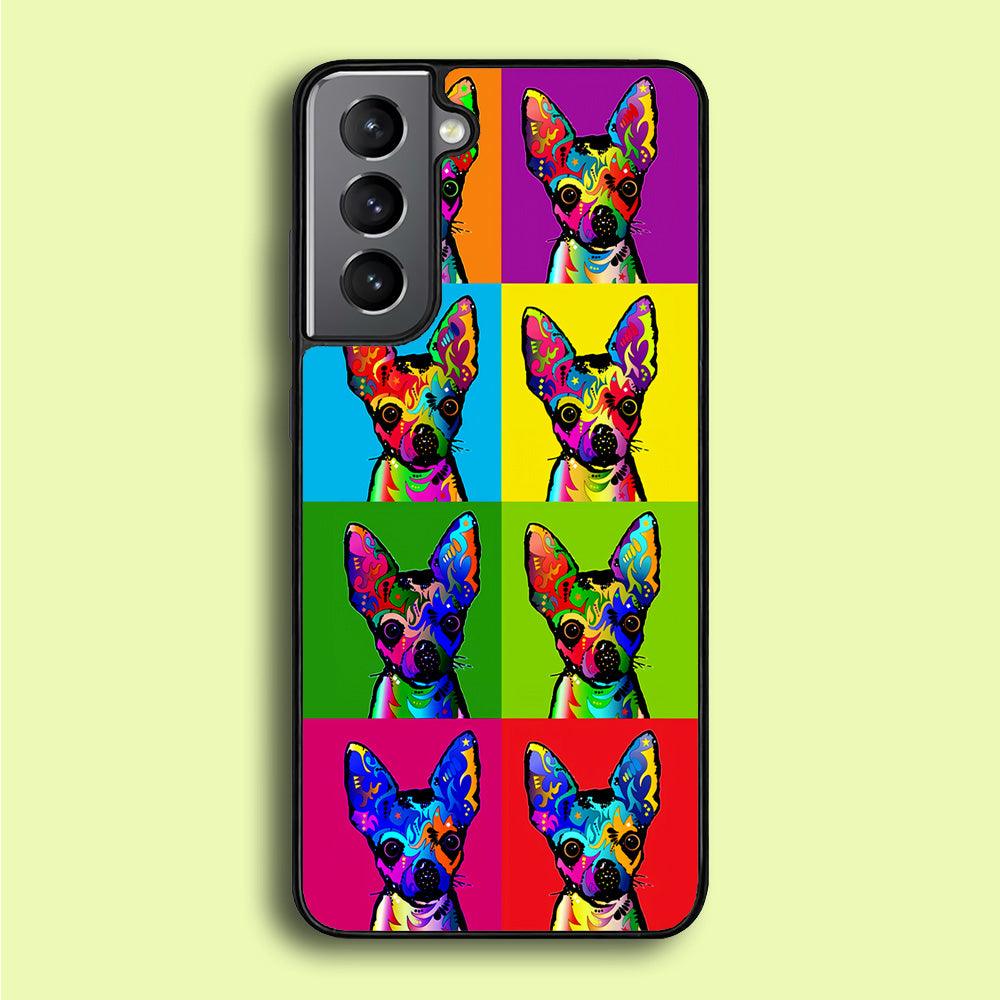 Dog Colorful Art Chihuahua Samsung Galaxy S21 Plus Case-Rubber / White (2D Case)-Xtracase