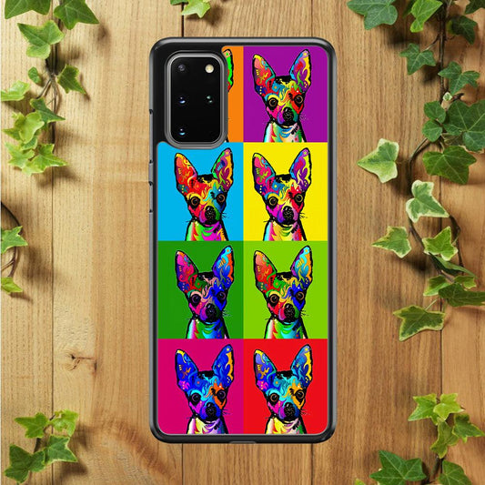 Dog Colorful Art Chihuahua Samsung Galaxy S20 Plus Case-Rubber / Black (2D Case)-Xtracase