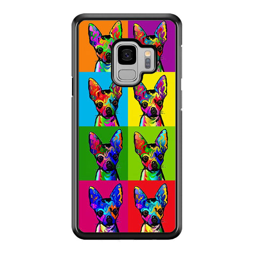 Dog Colorful Art Chihuahua Samsung Galaxy S9 Case-Rubber / Black (2D Case)-Xtracase