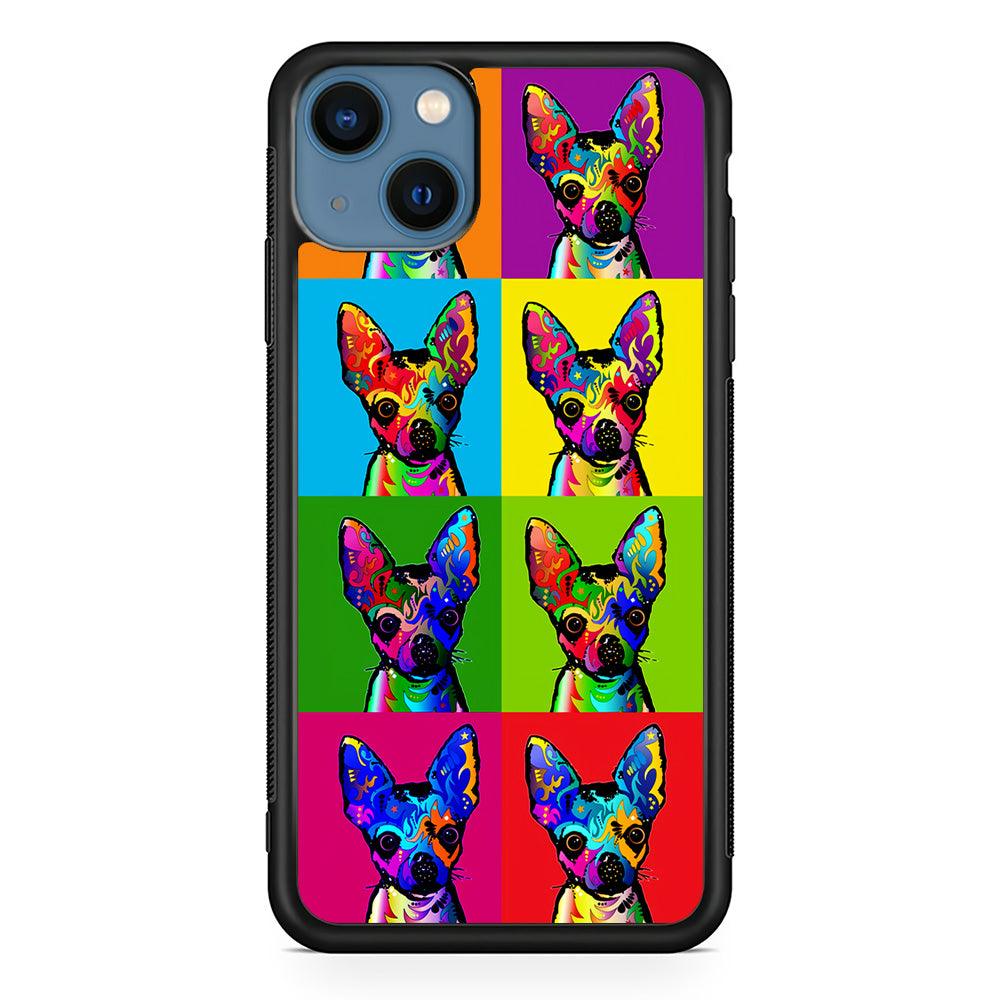Dog Colorful Art Chihuahua iPhone 13 Pro Case-Rubber / Black (2D Case)-Xtracase
