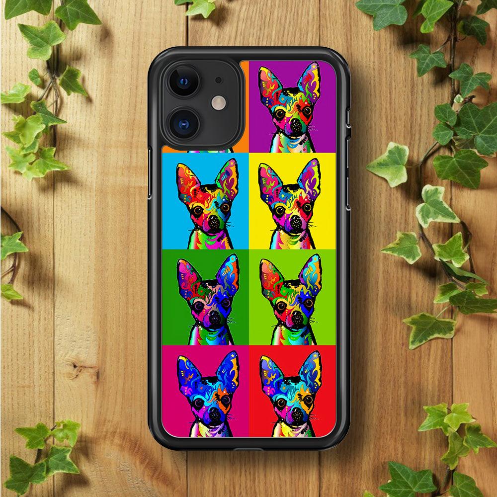 Dog Colorful Art Chihuahua iPhone 11 Case-Rubber / Black (2D Case)-Xtracase