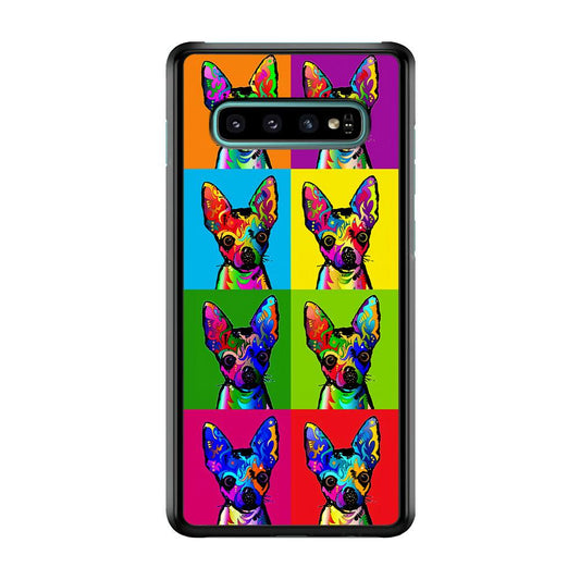 Dog Colorful Art Chihuahua Samsung Galaxy S10 Case-Rubber / Black (2D Case)-Xtracase