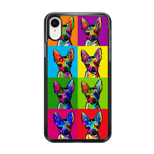 Dog Colorful Art Chihuahua iPhone XR Case-Rubber / Black (2D Case)-Xtracase