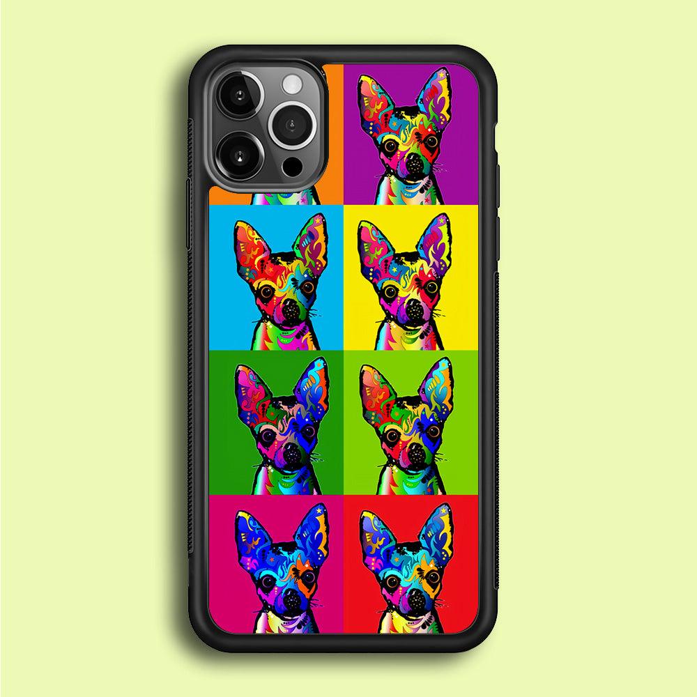 Dog Colorful Art Chihuahua iPhone 12 Pro Max Case-Rubber / Black (2D Case)-Xtracase