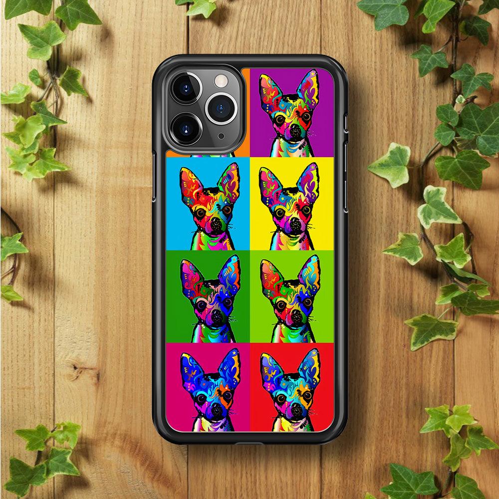 Dog Colorful Art Chihuahua iPhone 11 Pro Case-Rubber / Black (2D Case)-Xtracase