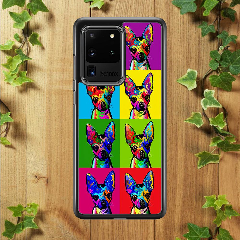 Dog Colorful Art Chihuahua Samsung Galaxy S20 Ultra Case-Rubber / Black (2D Case)-Xtracase
