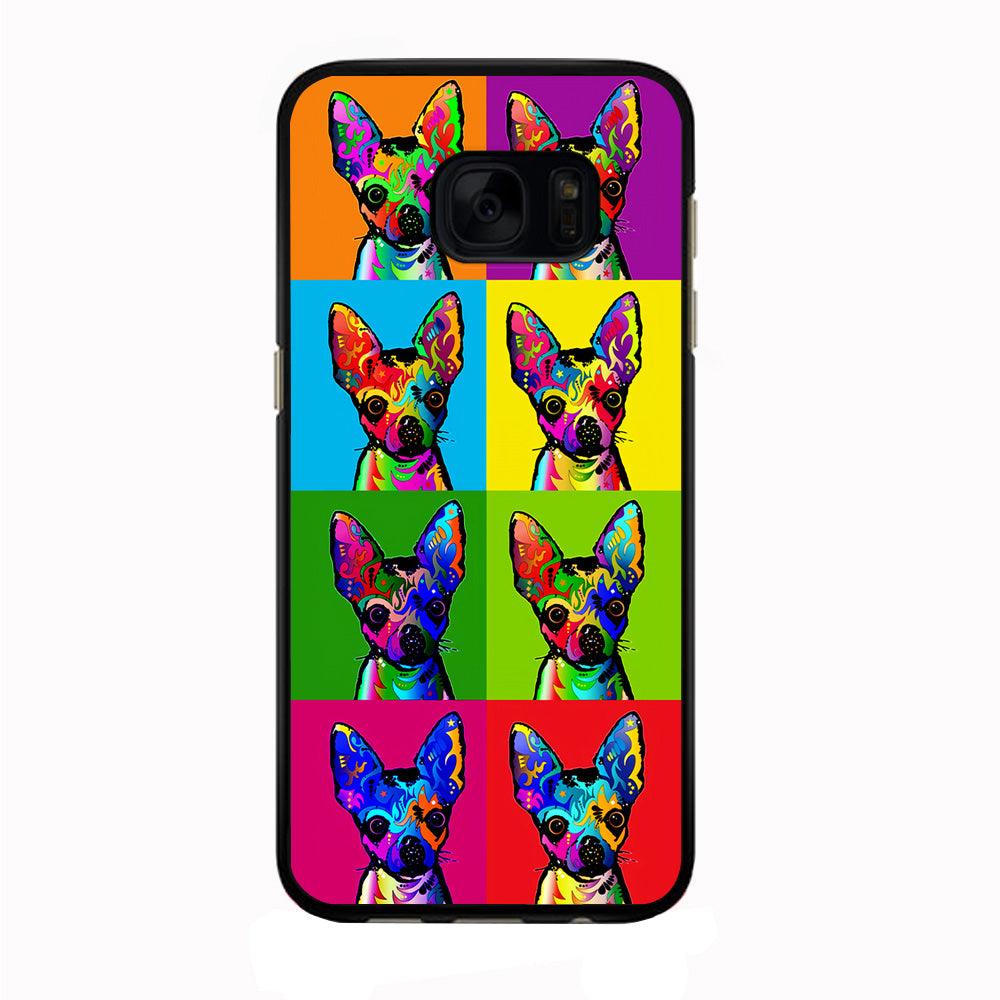 Dog Colorful Art Chihuahua Samsung Galaxy S7 Edge Case-Rubber / Black (2D Case)-Xtracase