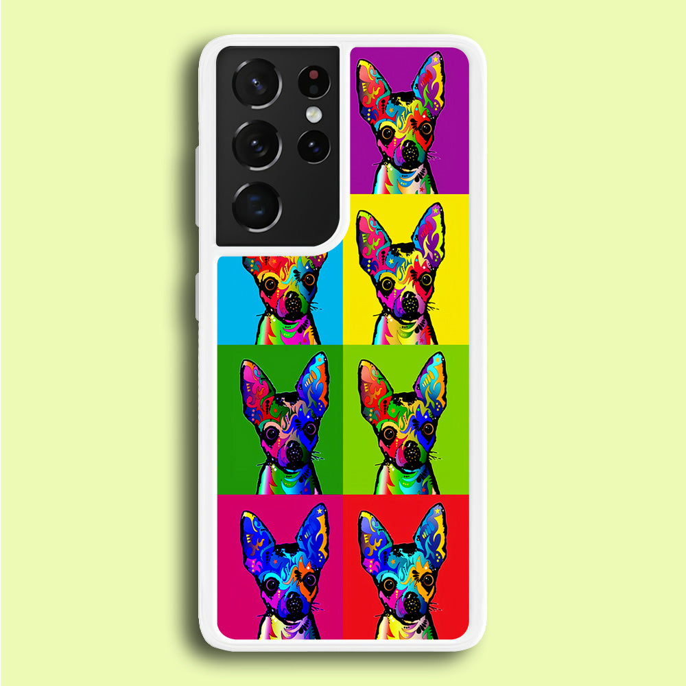 Dog Colorful Art Chihuahua Samsung Galaxy S21 Ultra Case