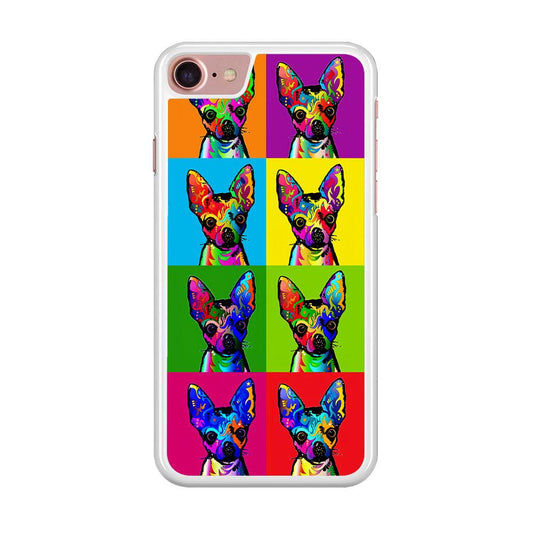 Dog Colorful Art Chihuahua iPhone 8 Case-Rubber / White (2D Case)-Xtracase