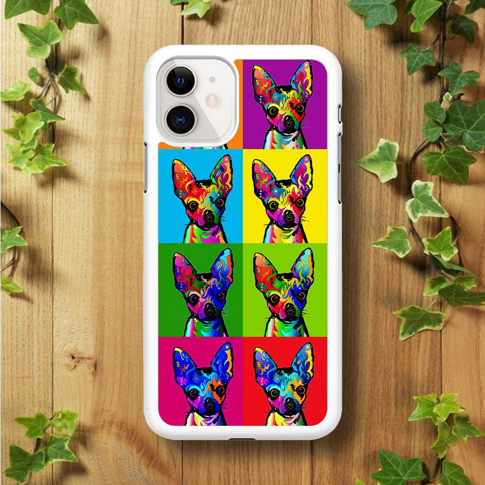 Dog Colorful Art Chihuahua iPhone 11 Case-Rubber / White (2D Case)-Xtracase