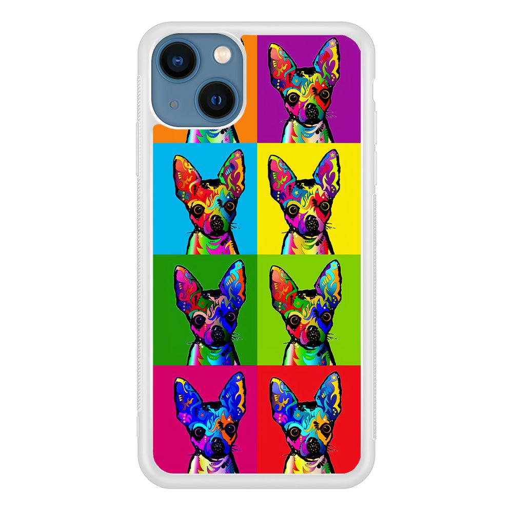 Dog Colorful Art Chihuahua iPhone 13 Pro Case-Rubber / White (2D Case)-Xtracase
