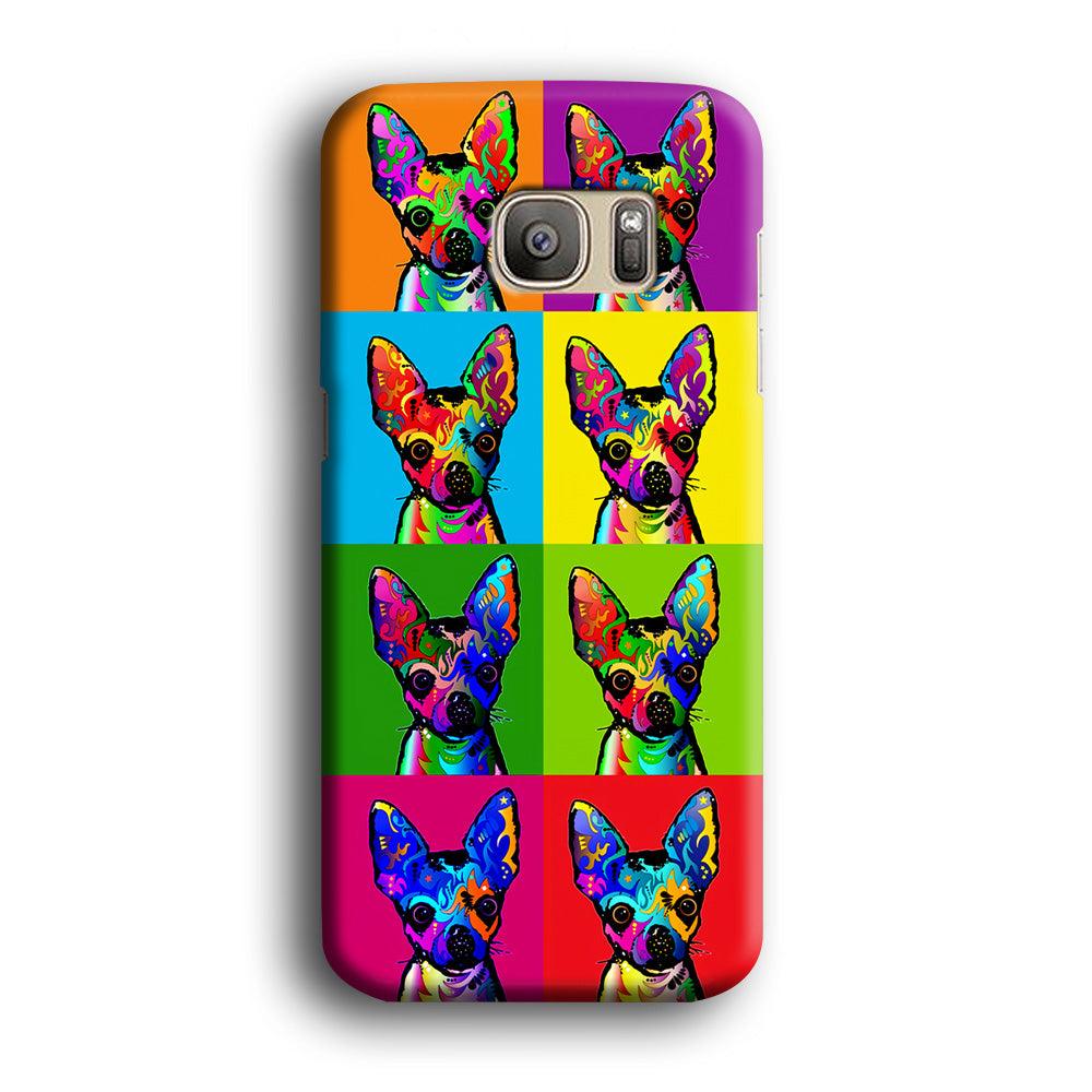 Dog Colorful Art Chihuahua Samsung Galaxy S7 Edge Case-Plastic / Full Wrap (3D Case)-Xtracase