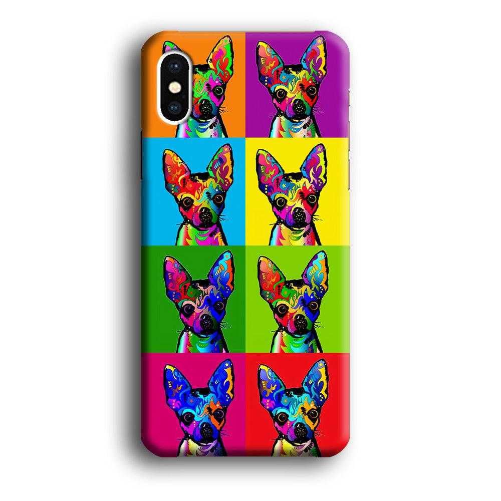 Dog Colorful Art Chihuahua iPhone Xs Case-Plastic / Full Wrap (3D Case)-Xtracase