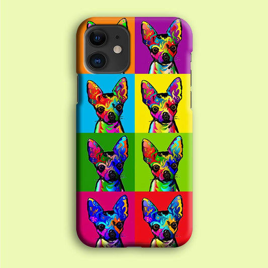 Dog Colorful Art Chihuahua iPhone 12 Case-Plastic / Full Wrap (3D Case)-Xtracase