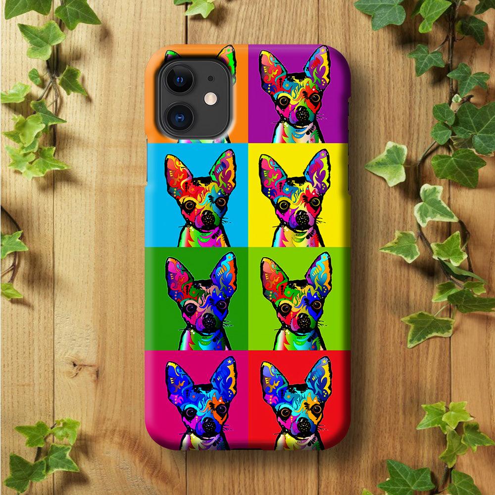 Dog Colorful Art Chihuahua iPhone 11 Case-Plastic / Full Wrap (3D Case)-Xtracase