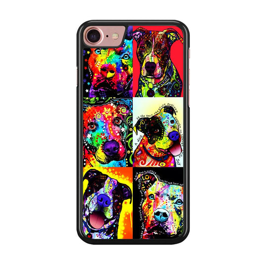 Dog Colorful Painting Collage iPhone 7 Case-Rubber / Black (2D Case)-Xtracase
