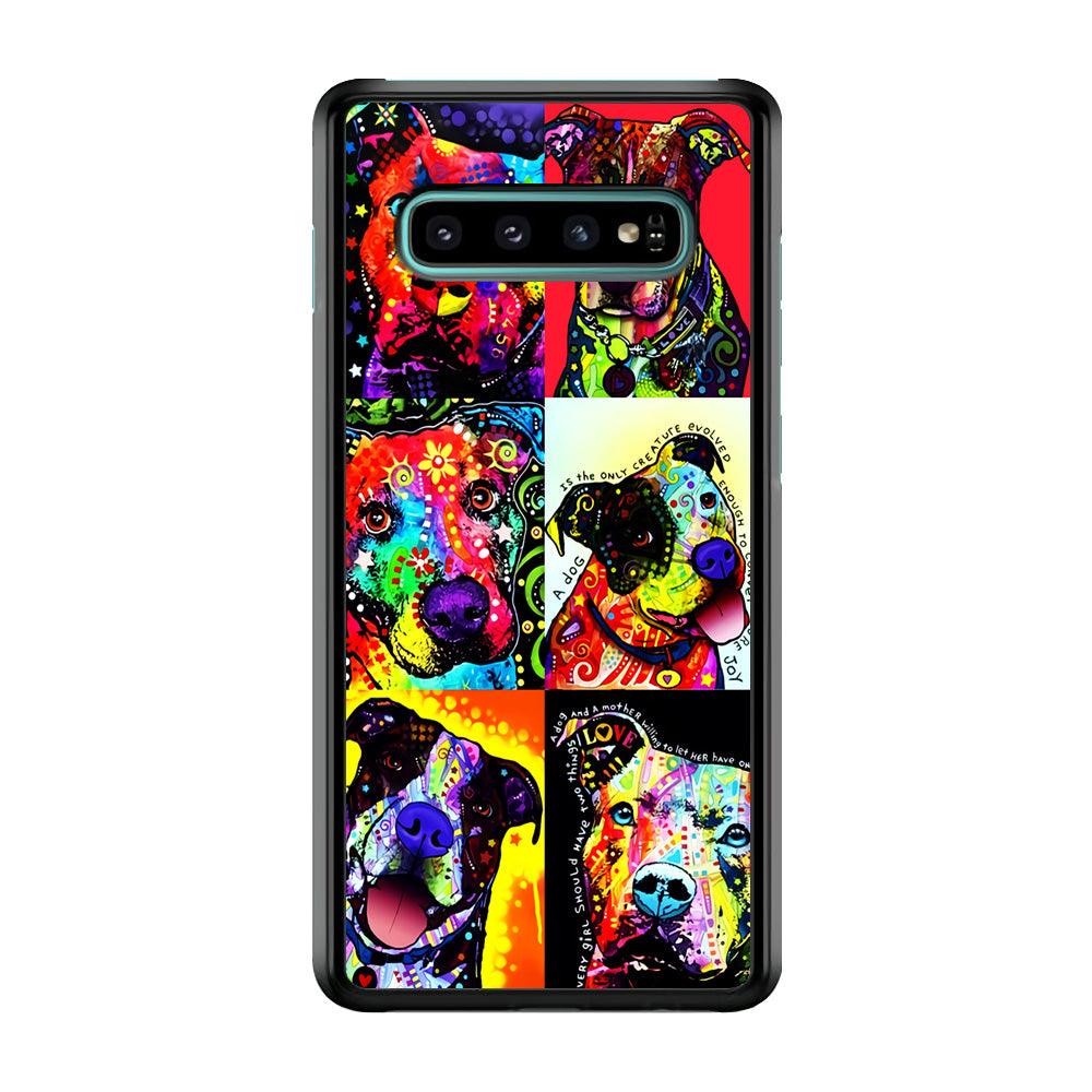 Dog Colorful Painting Collage Samsung Galaxy S10 Case-Plastic / Full Wrap (3D Case)-Xtracase