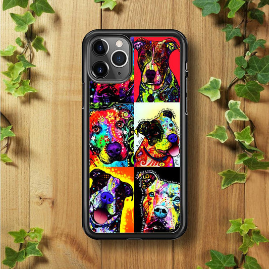 Dog Colorful Painting Collage iPhone 11 Pro Case-Rubber / Black (2D Case)-Xtracase