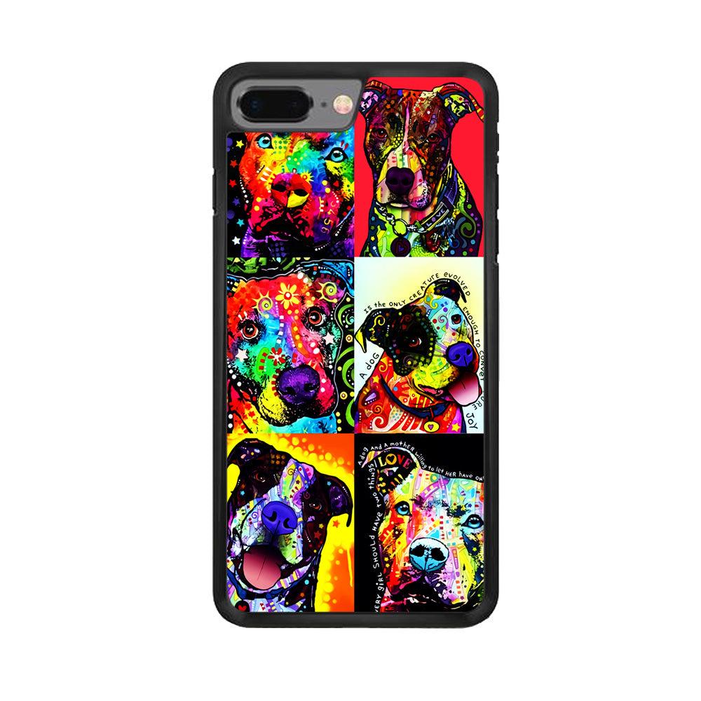Dog Colorful Painting Collage iPhone 8 Plus Case-Rubber / Black (2D Case)-Xtracase