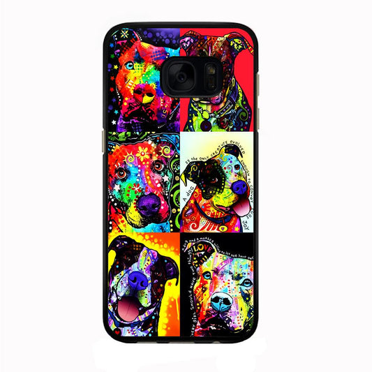 Dog Colorful Painting Collage Samsung Galaxy S7 Edge Case-Rubber / Black (2D Case)-Xtracase