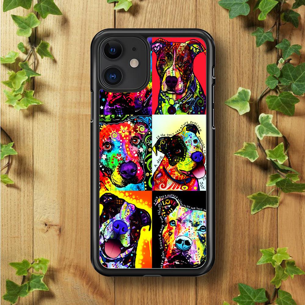 Dog Colorful Painting Collage iPhone 11 Case-Rubber / Black (2D Case)-Xtracase