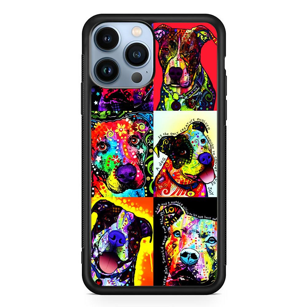 Dog Colorful Painting Collage iPhone 13 Pro Max Case-Rubber / Black (2D Case)-Xtracase