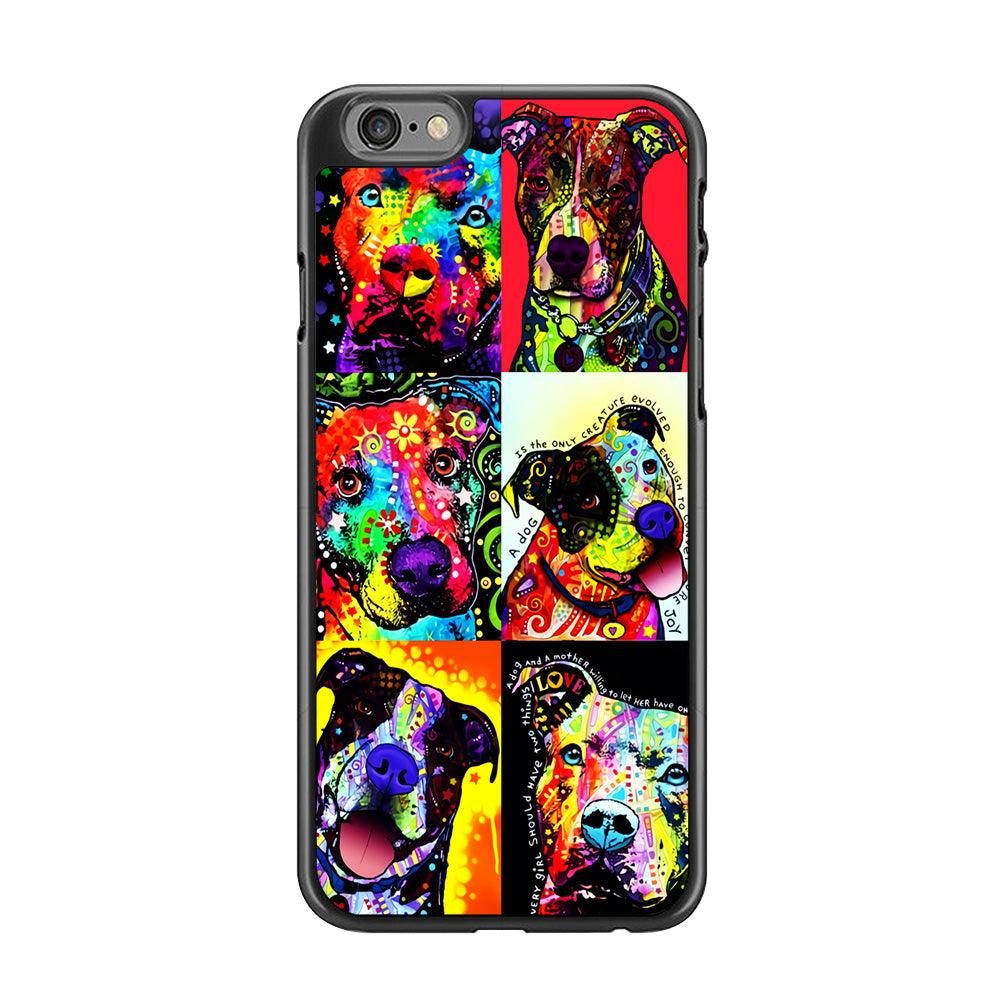 Dog Colorful Painting Collage iPhone 6 | 6s Case-Rubber / Black (2D Case)-Xtracase