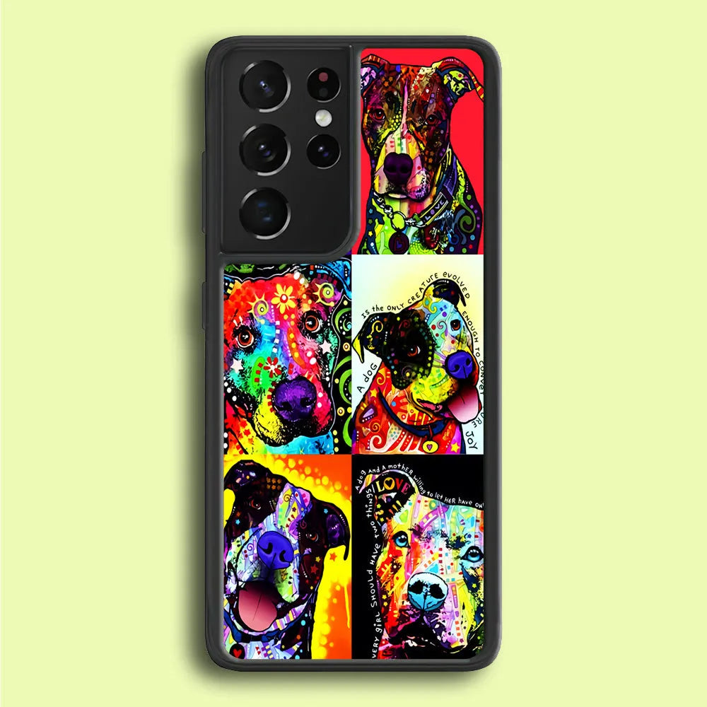 Dog Colorful Painting Collage Samsung Galaxy S21 Ultra Case-Plastic / Full Wrap (3D Case)-Xtracase