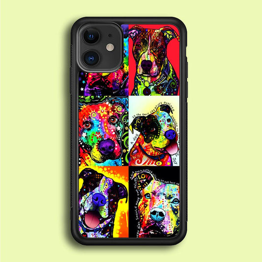 Dog Colorful Painting Collage iPhone 12 Mini Case-Rubber / Black (2D Case)-Xtracase